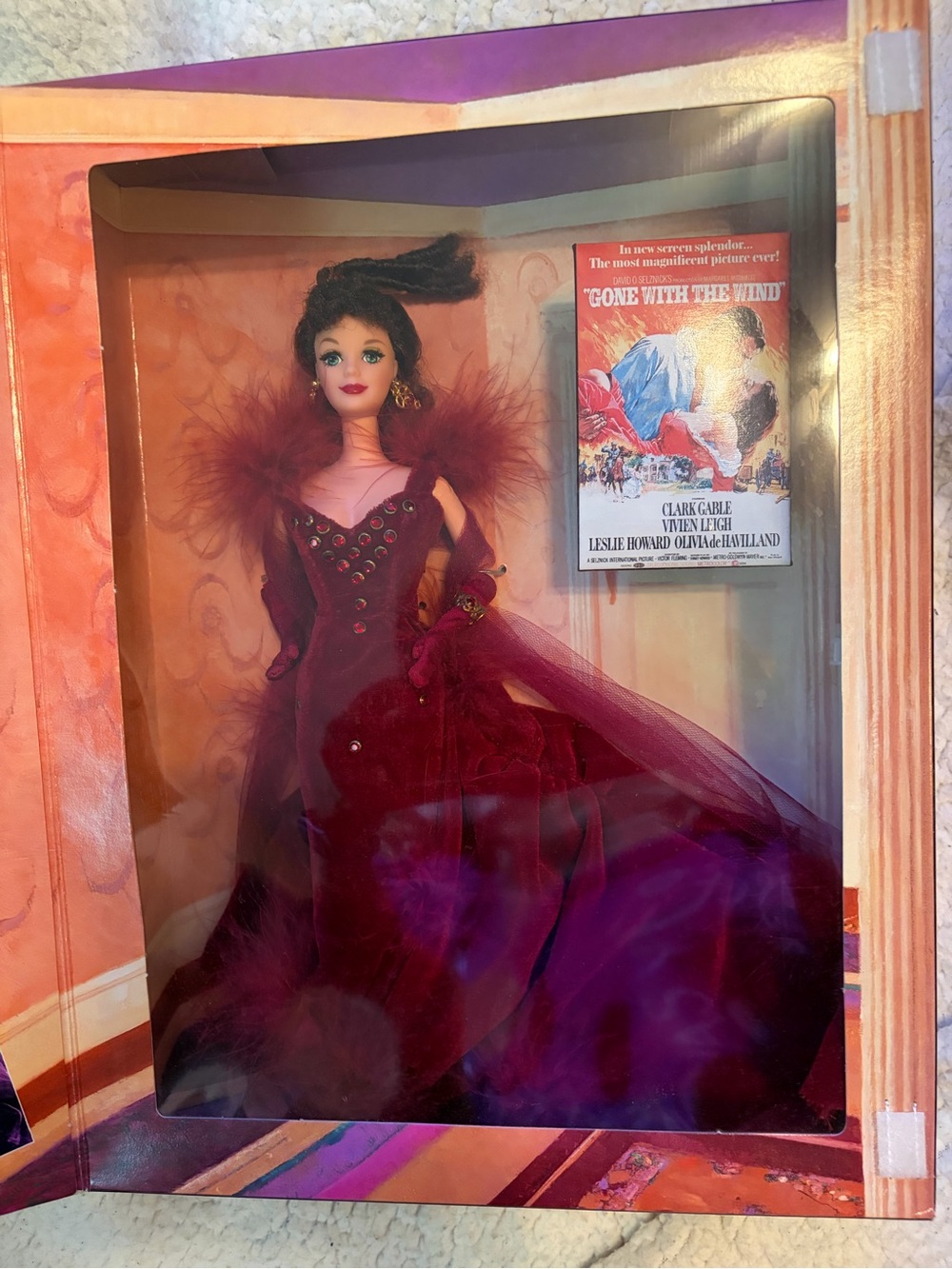 Collectable Scarlet Barbie Doll Elegant Burgundy Gown